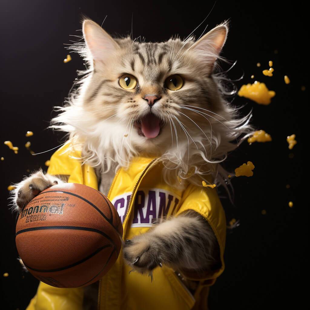 Picture Basketball Ball Cool Cat Artwork My Pet Painting