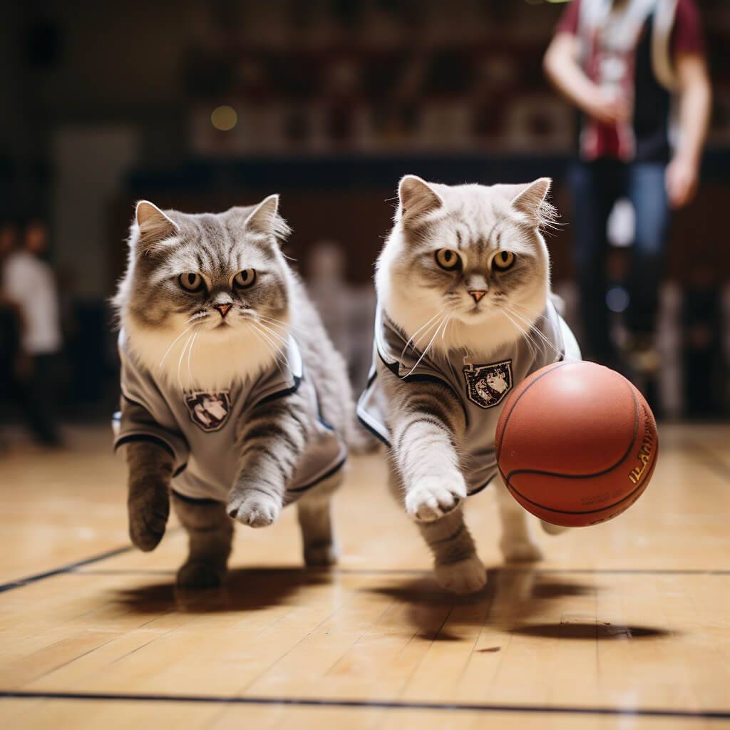 Beautiful Basketball Pictures Cat Print Art Pet Cat Images