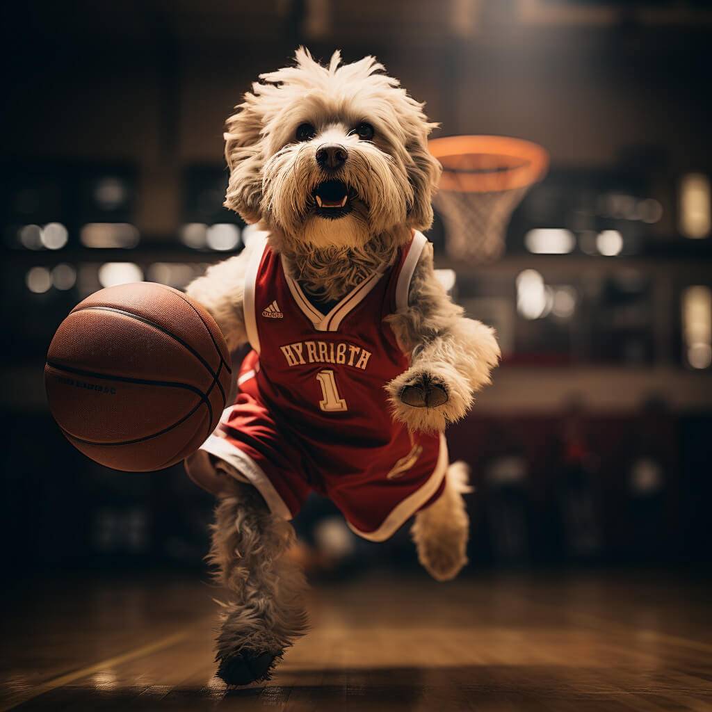 Funny Basketball Images Pictures Of Small Dogs Custom Pet Canvas Art