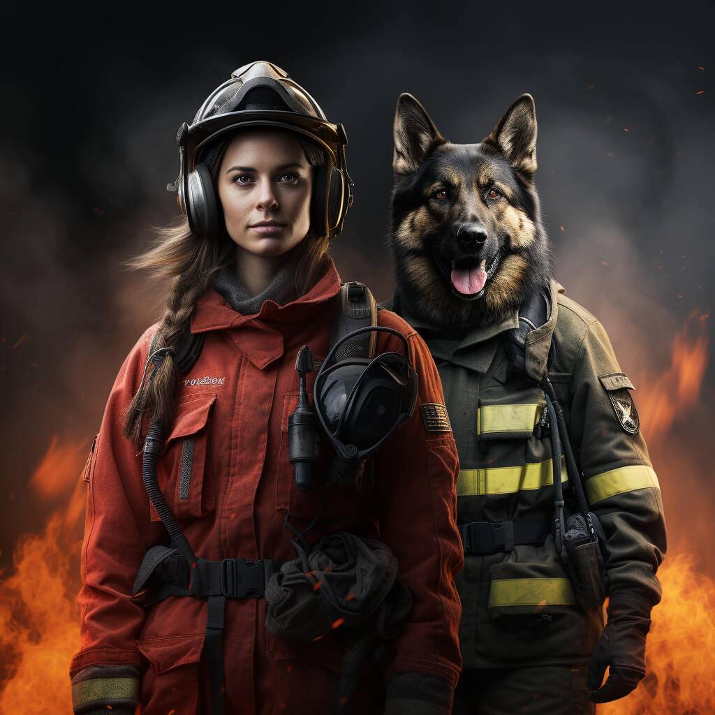 Human And Pet Fireman Painting Ideas Cute