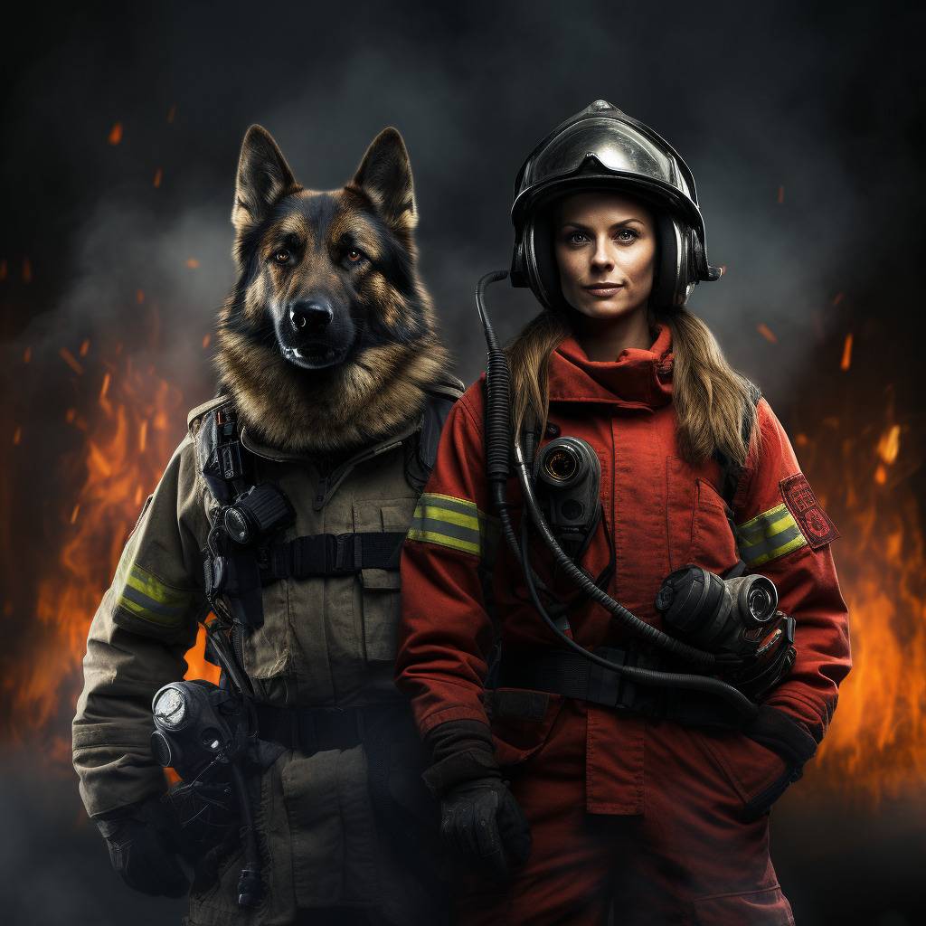 Firefighter Funny Custom Portraits For Animals