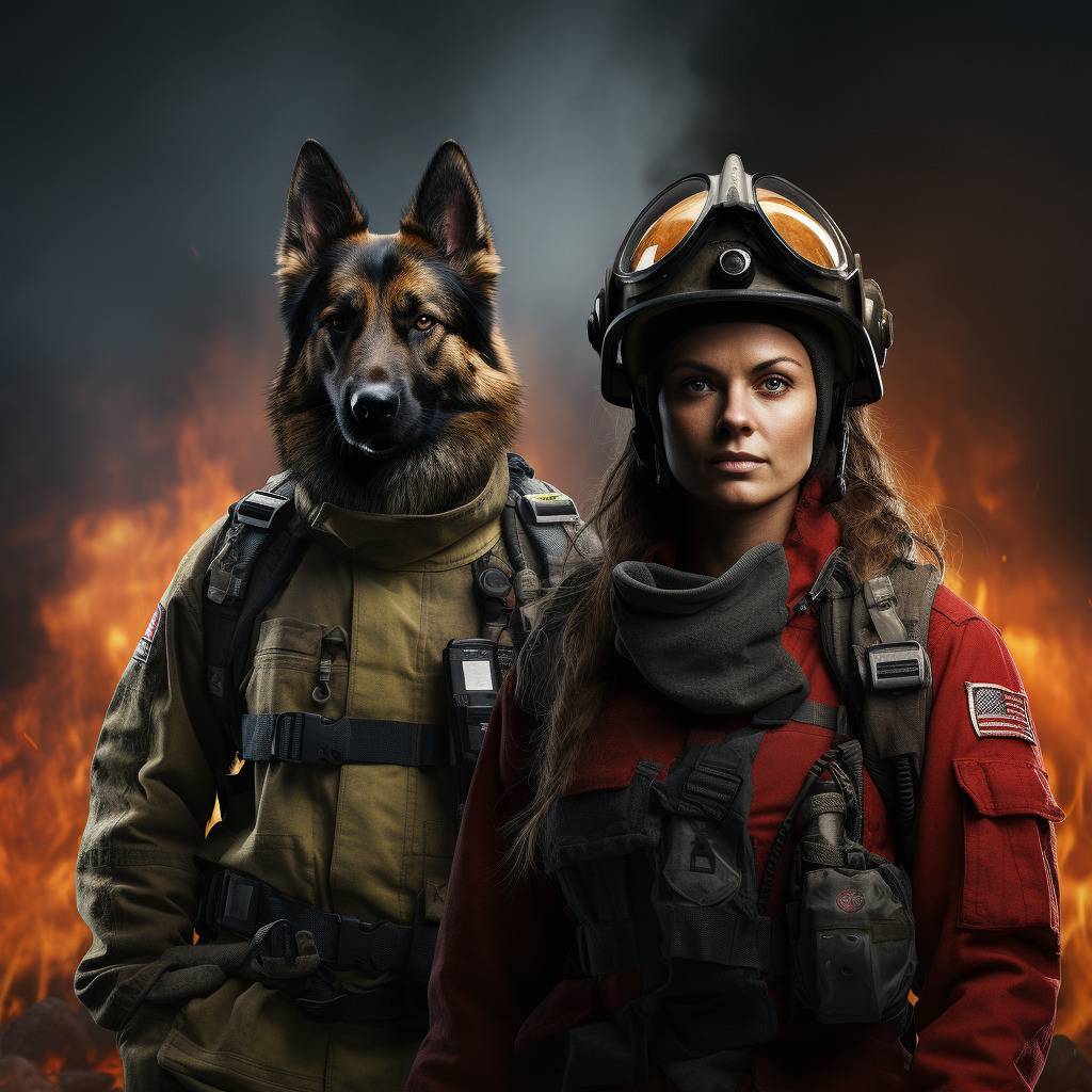 Funny Animal Portraits Firefighter Portrait Of Your Pet