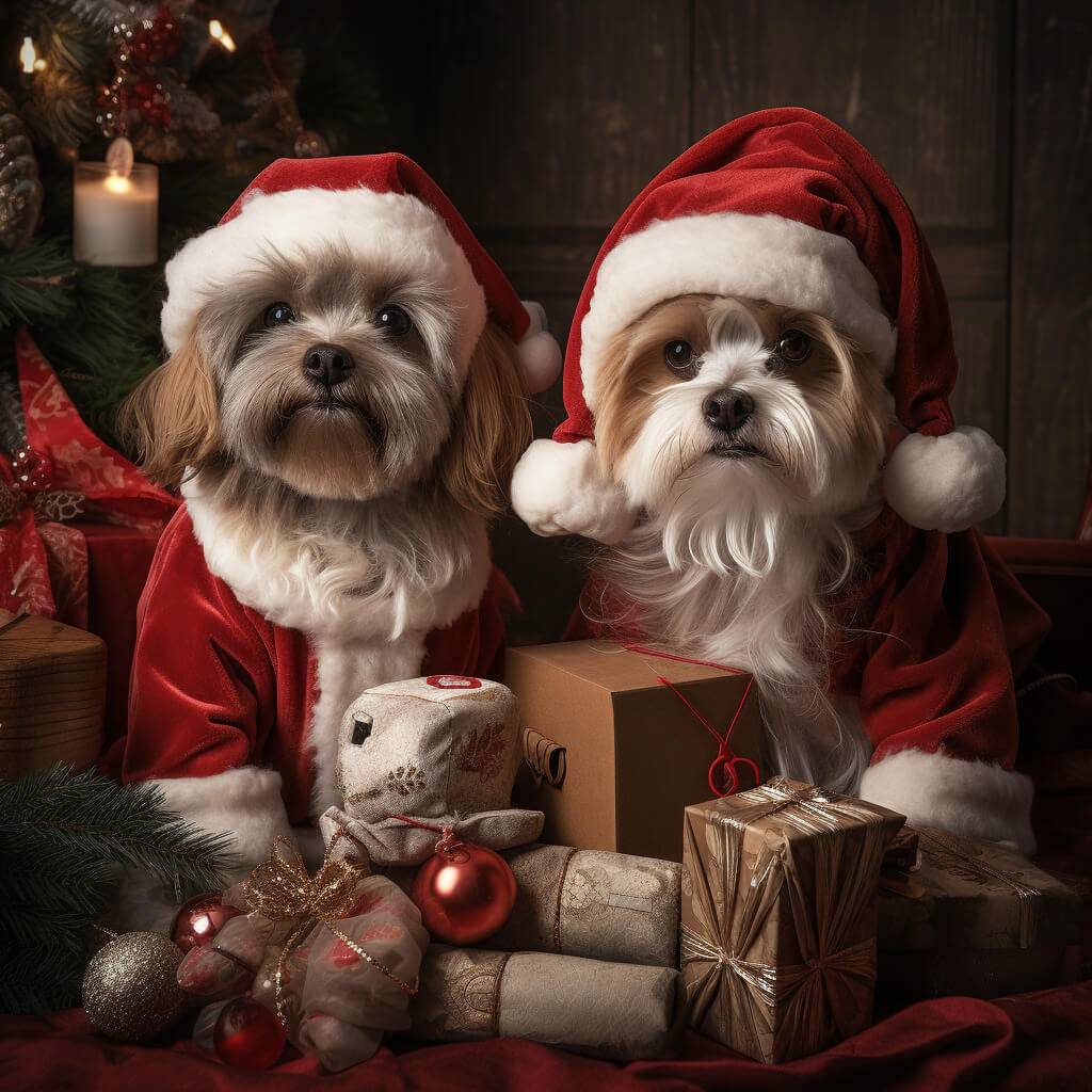 Santa Canvas Art Cat Dog Photo Portraits