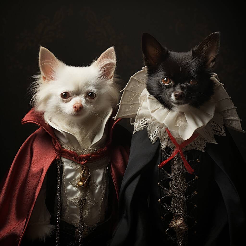 Renaissance Art Work Vampire Portrait Pet Painting