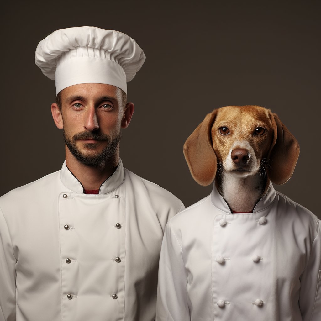 Chef Style Photo Painting Of Dog And Owner