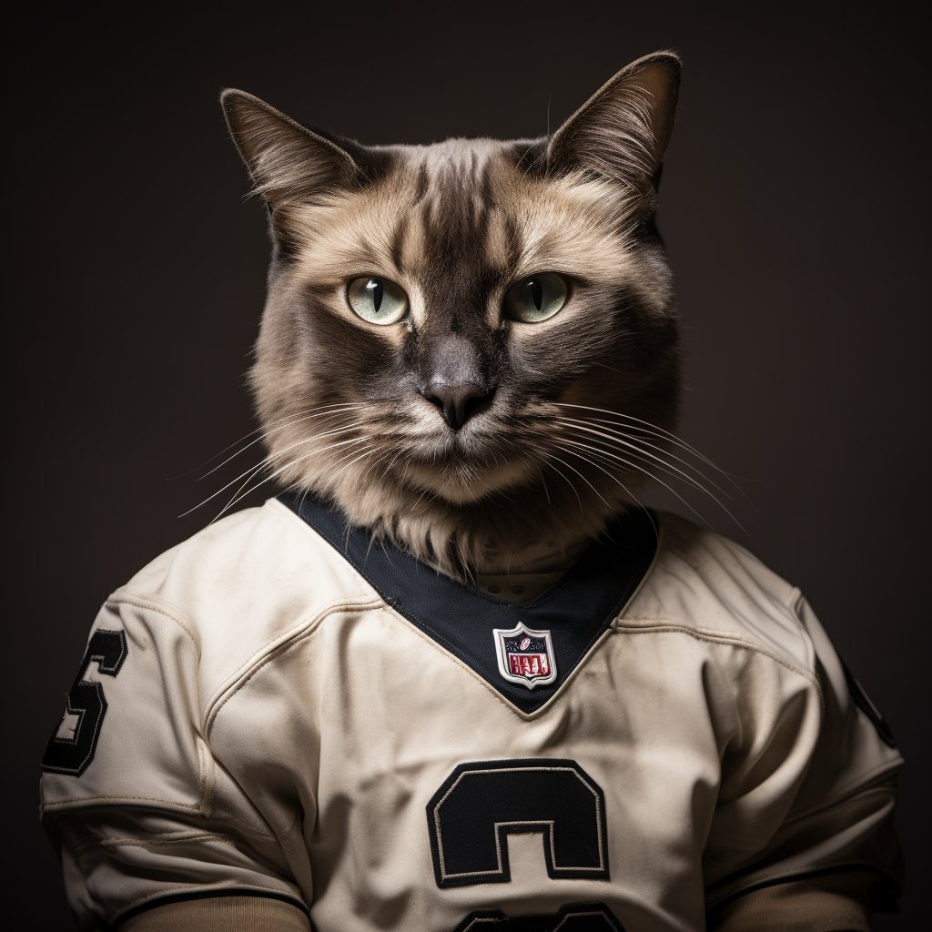 Football Wall Art Decor Cat Portrait Canvas