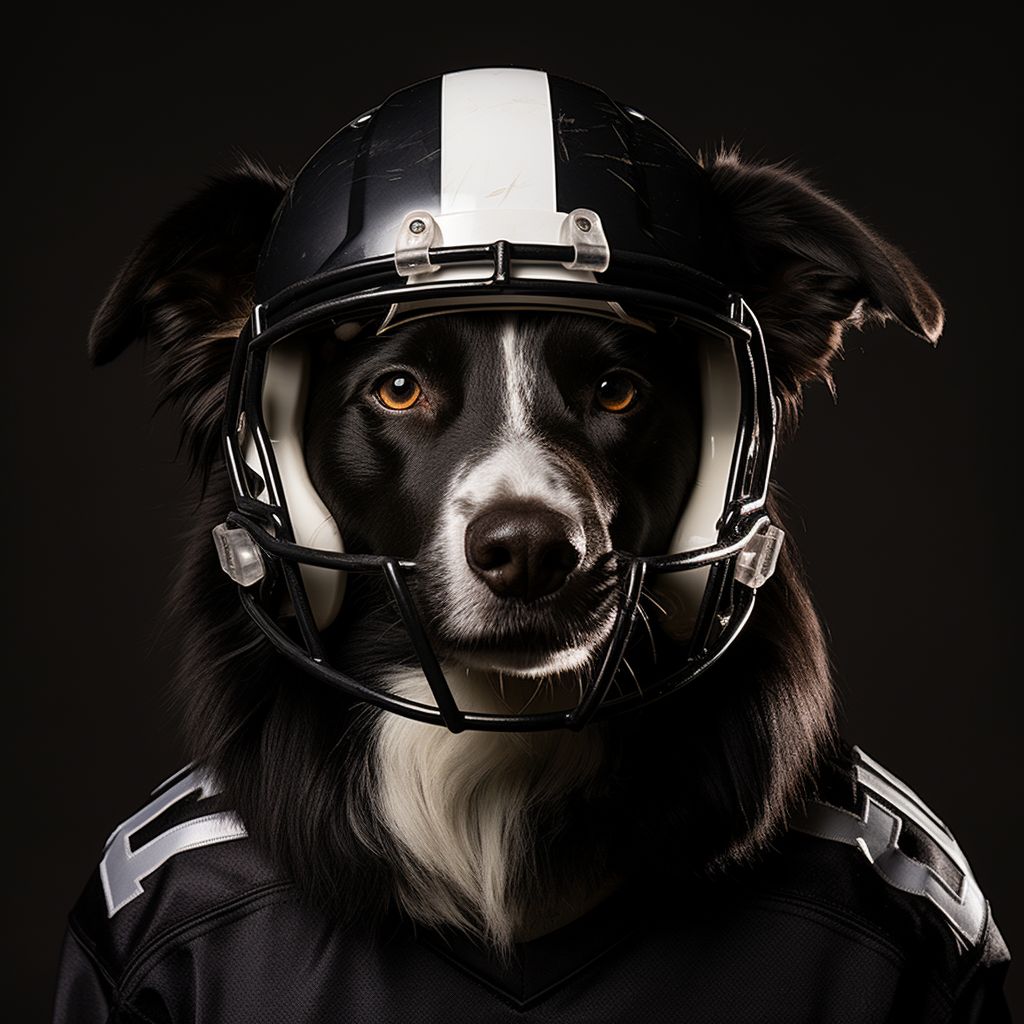 Black And White Football Wall Art Dog Canvas Wall Art