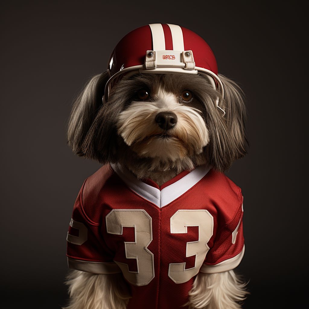 Football Nostalgia Art Cute Dog Canvas Pictures