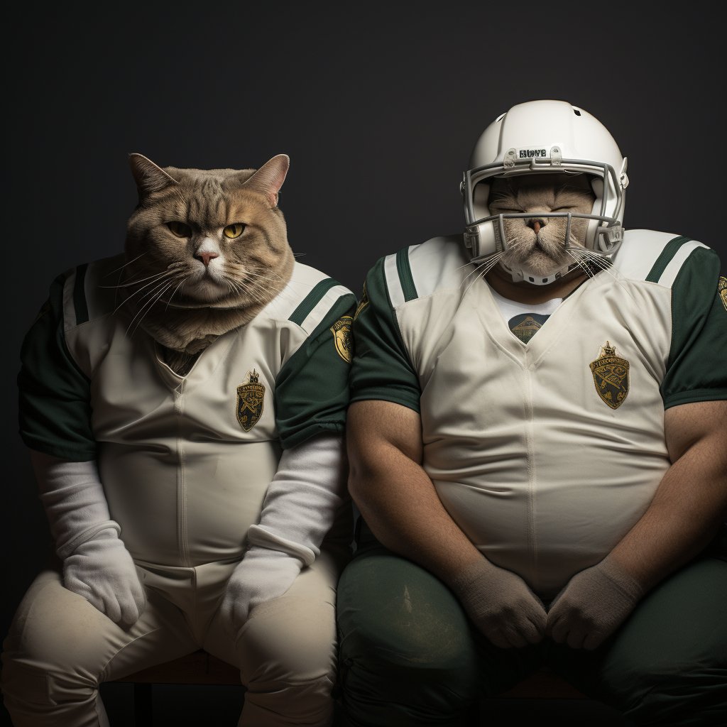 American Football Digital Art Cat And Dog Portrait Images