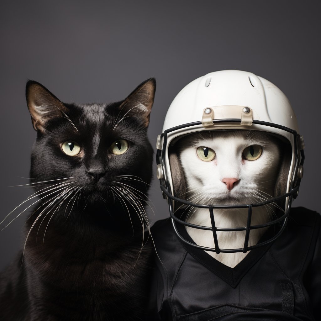 American Football Casual Art Funny Cat Portrait Images Meme