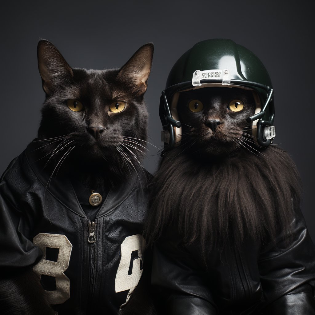 England American Football Art Crazy Cat Portrait Images