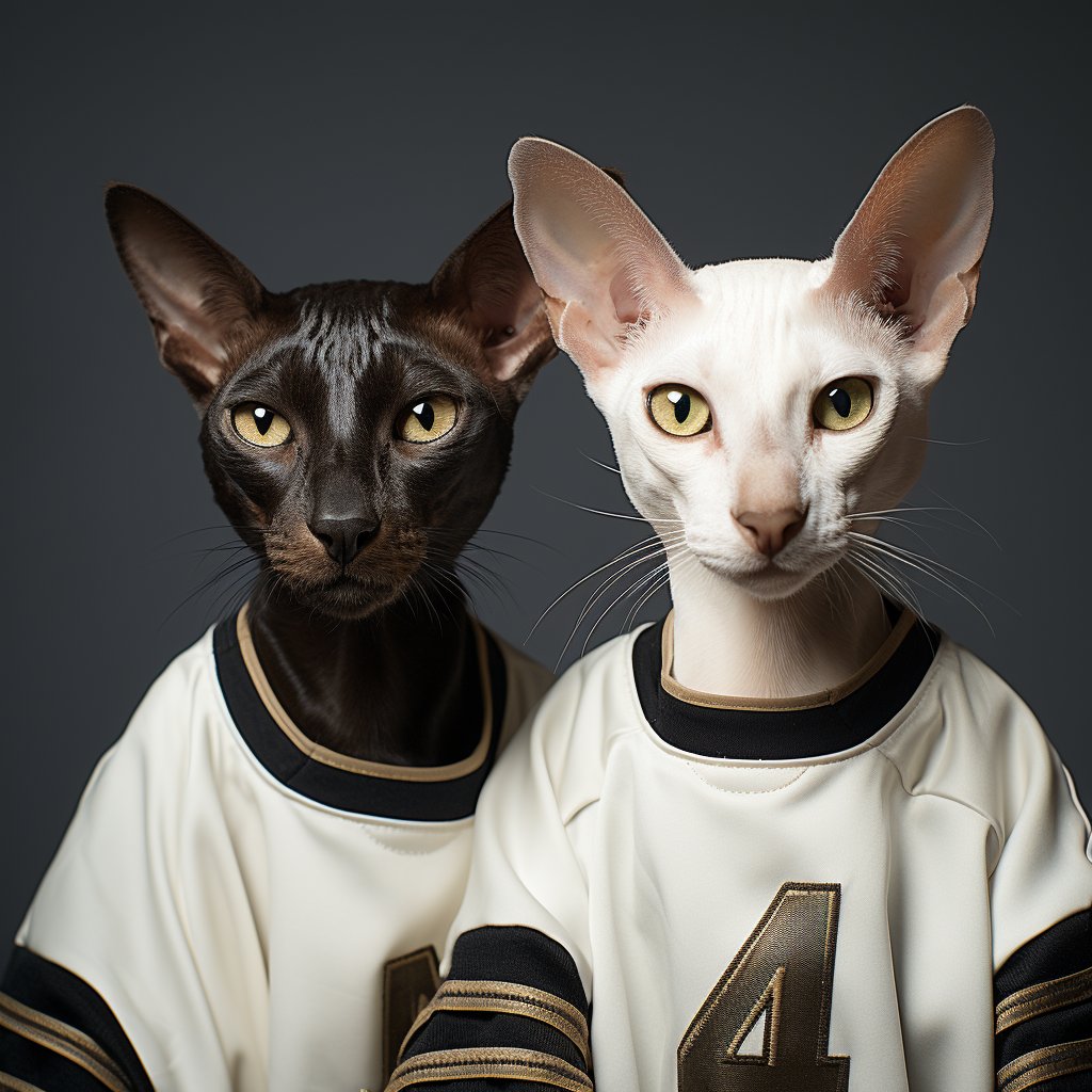 American Football Player Line Art Little Cat Portrait Images