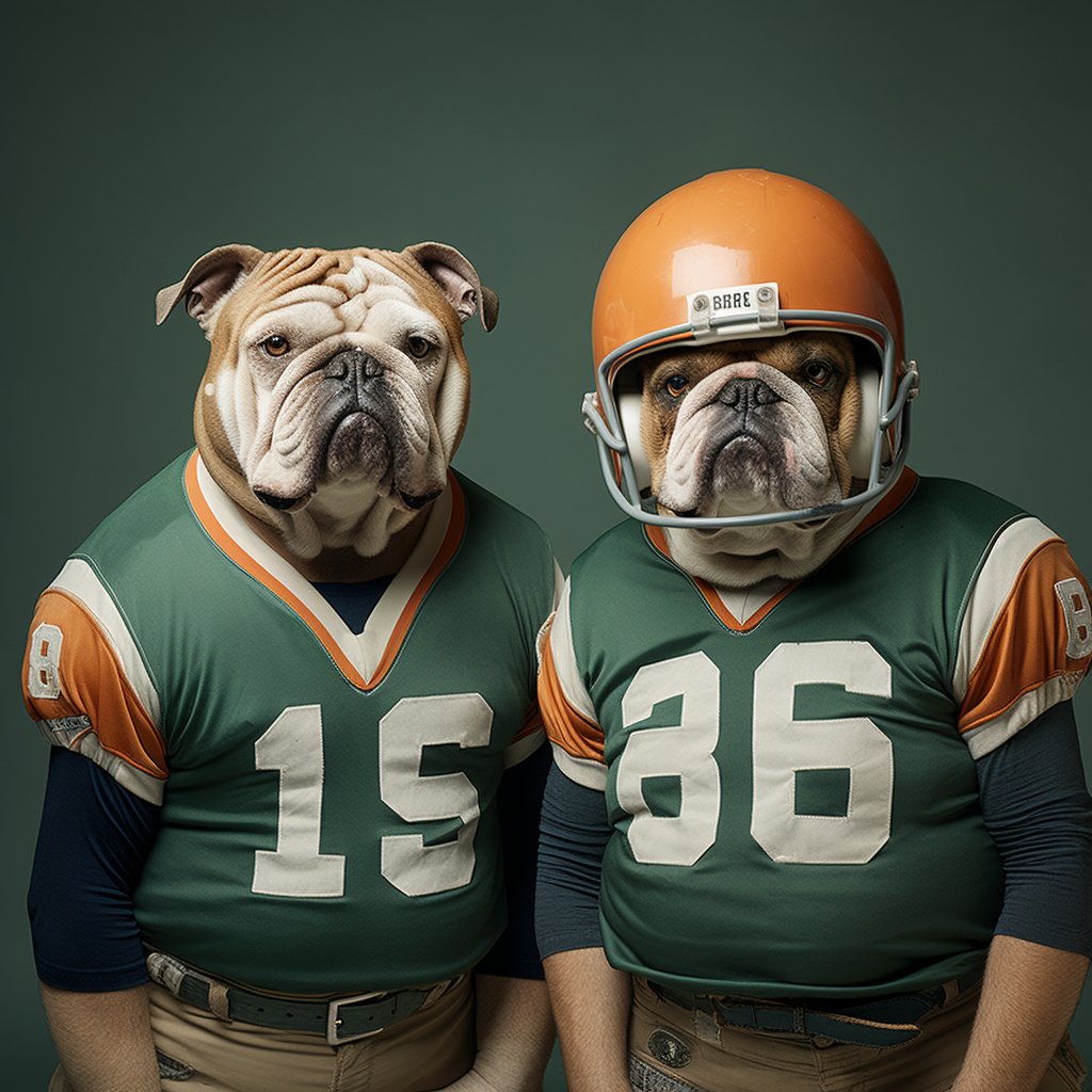 American Football Play Wall Art Dog Portrait Wall Art