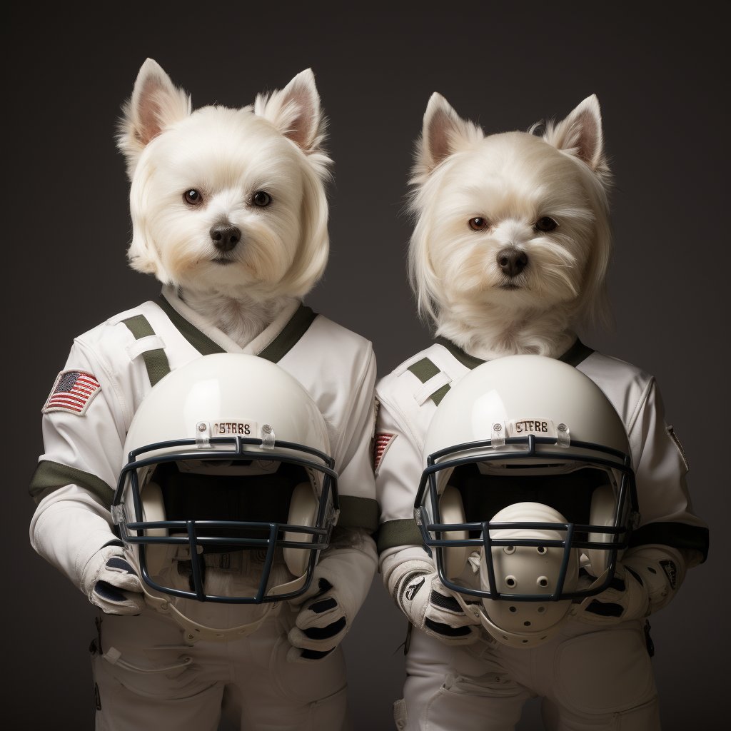 American Football Style Photos Drawing Art Dog Portrait