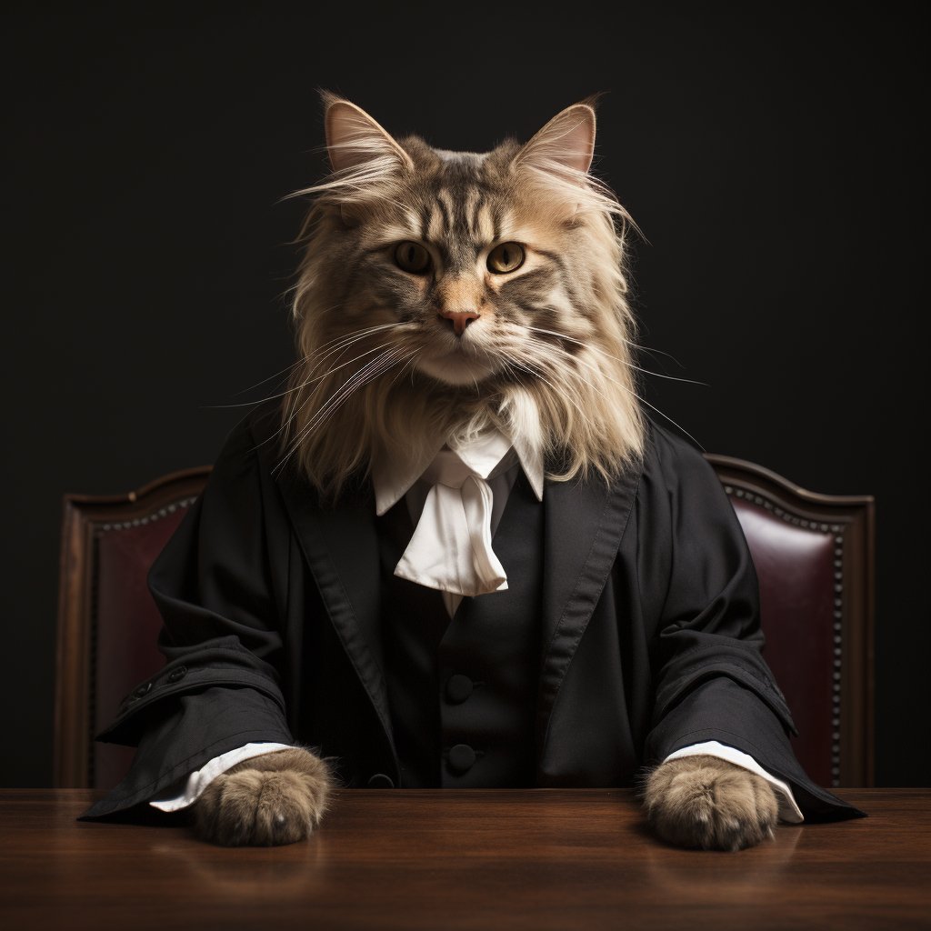 Wise Courtroom Figures Cat Wall Canvas Art