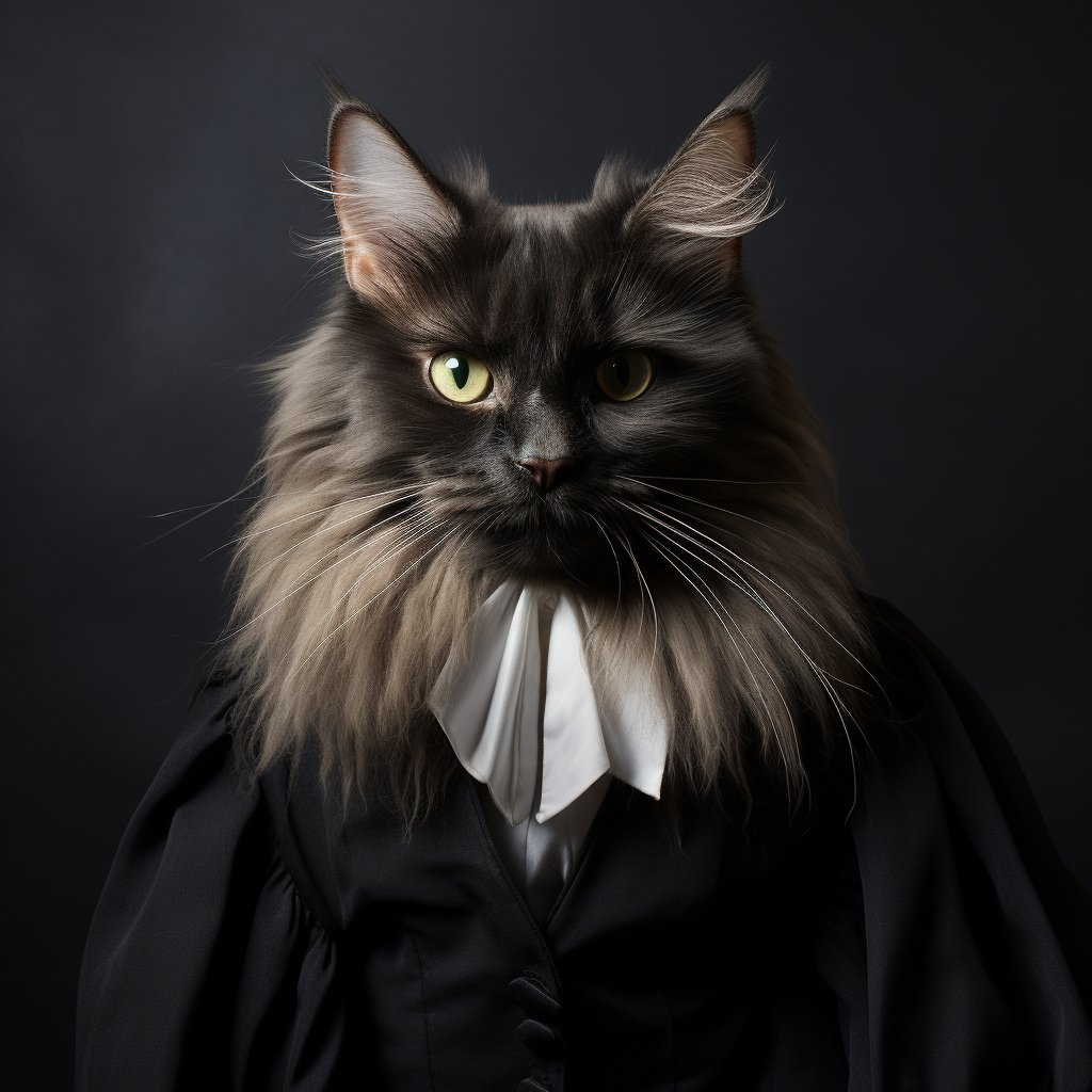 Judge'S Solemnity Captured Black Cat Canvas Artwork