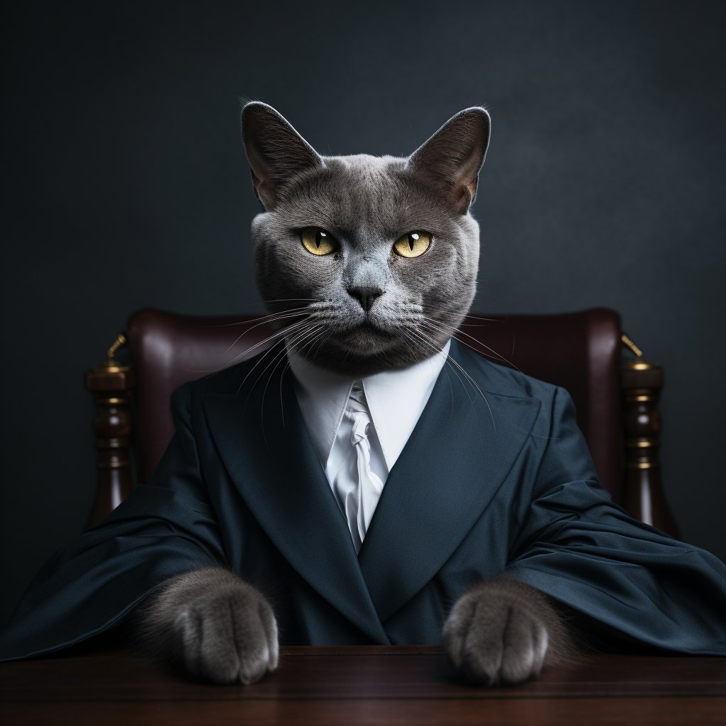 Distinguished Judge'S Gaze Cute Canvas Art Cat