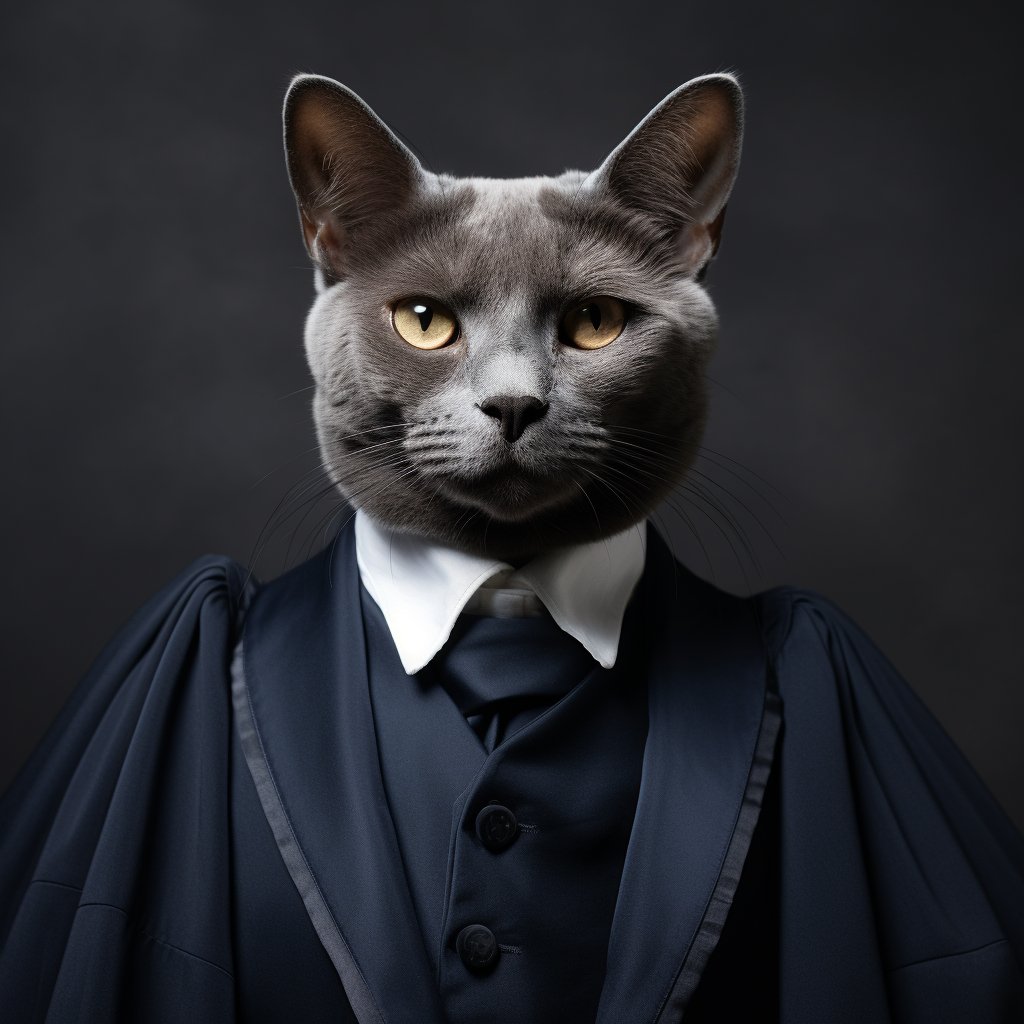 Courtroom Wisdom Gallery Digital Canvas Cat Art