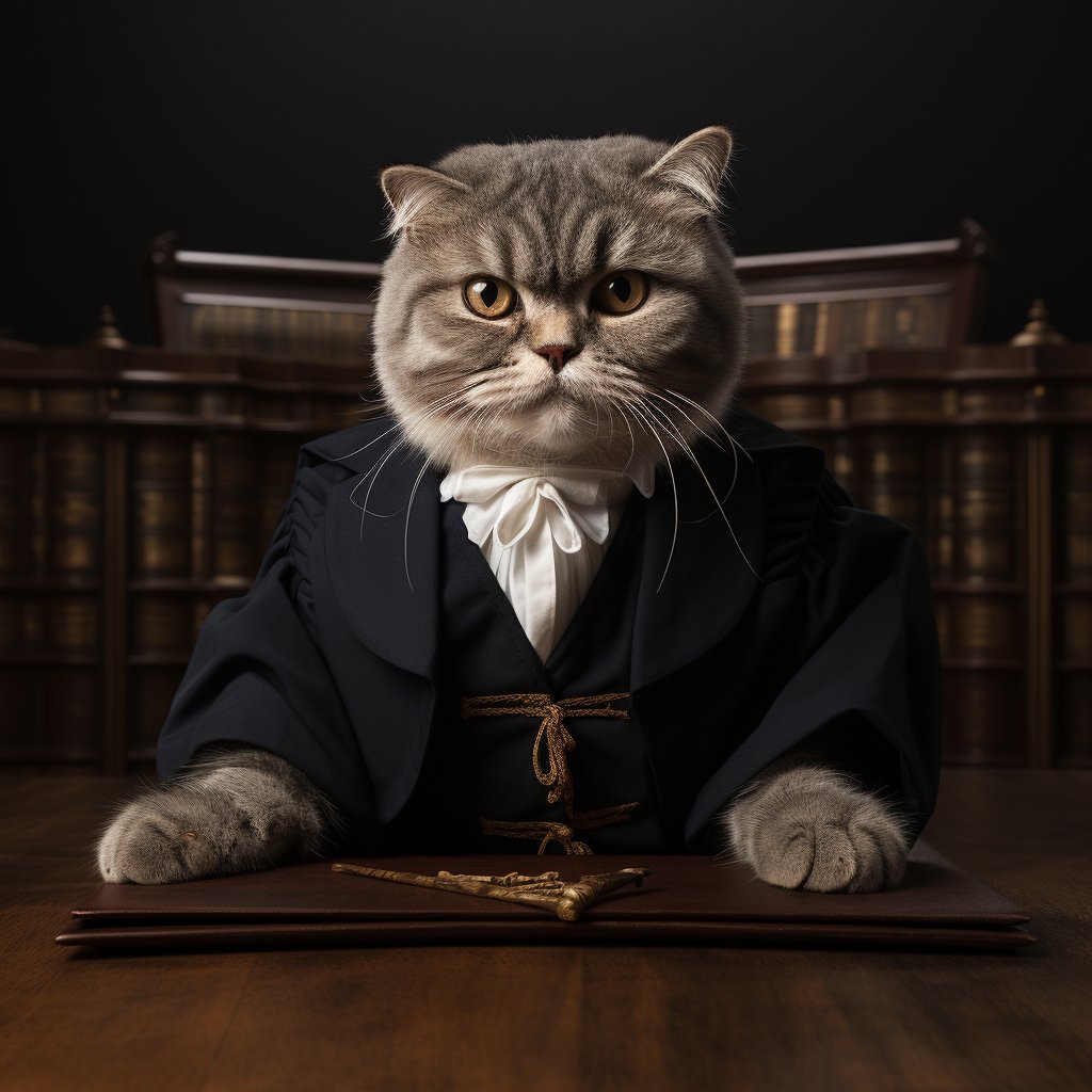 Judicial Symbolism Art Cat Canvas Art Painting