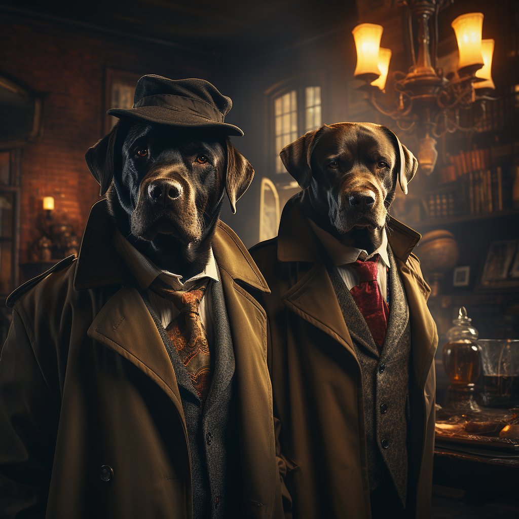 Detective Noir Digital Art Renaissance Canvas Painting Of Your Pet