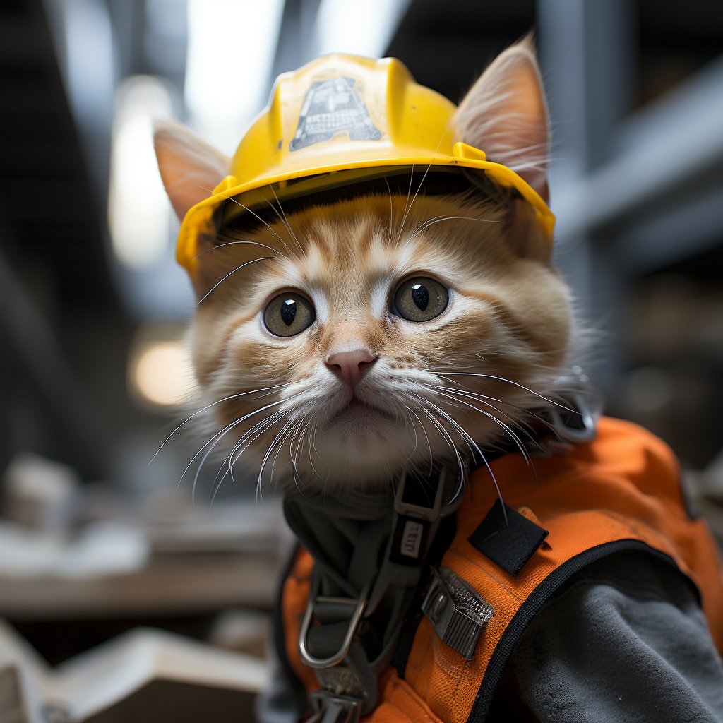 Construction Supervisor Lucky Cat Art Image