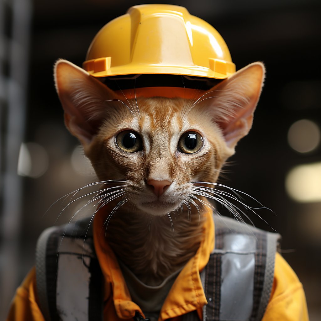 Building Inspector Cat Prints Wall Art Image