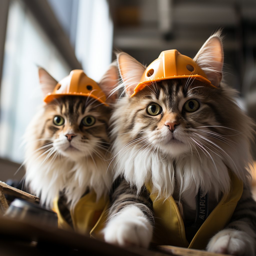 Building Renovator Anthropomorphic Cat Art Image