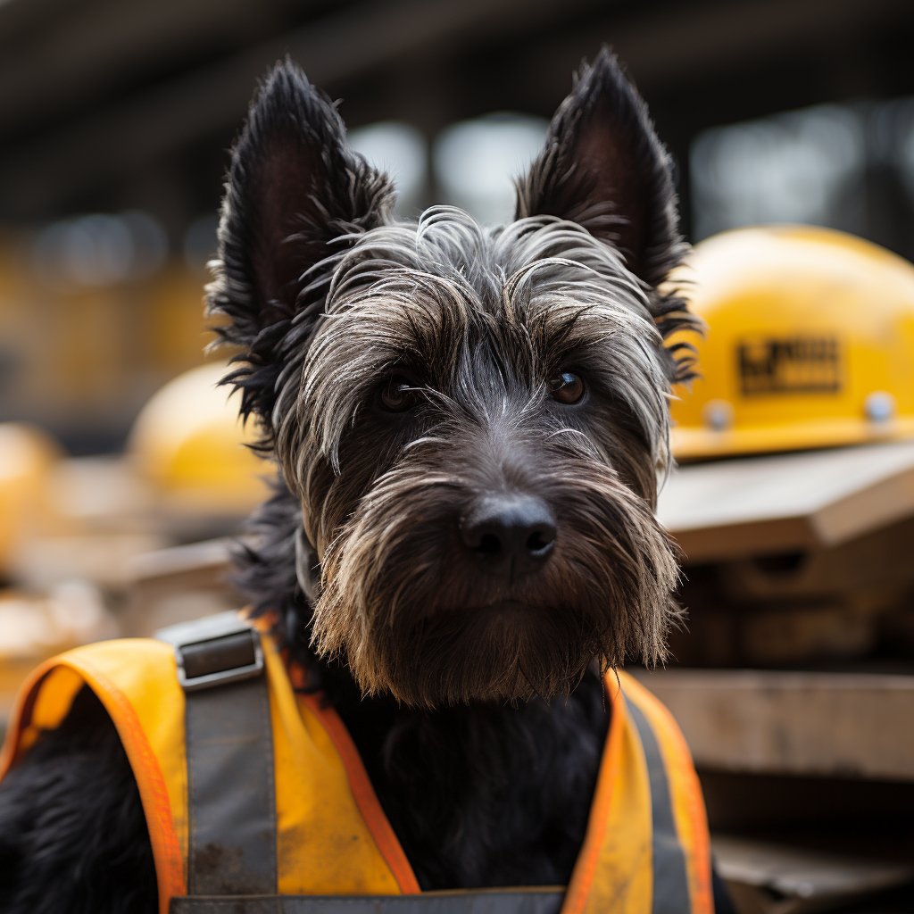 Team-Oriented Construction Worker Dog Art Image