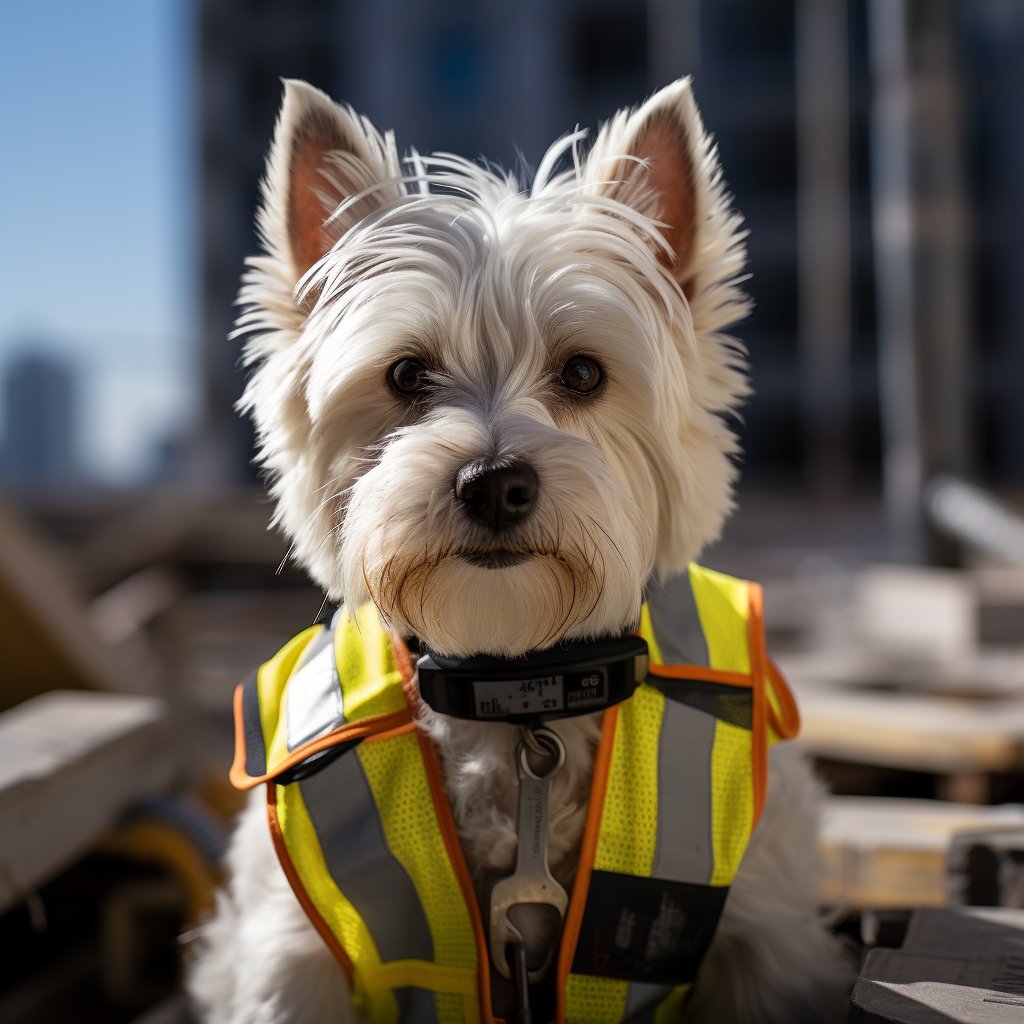 Safety-Conscious Construction Worker Dog Artwork Image