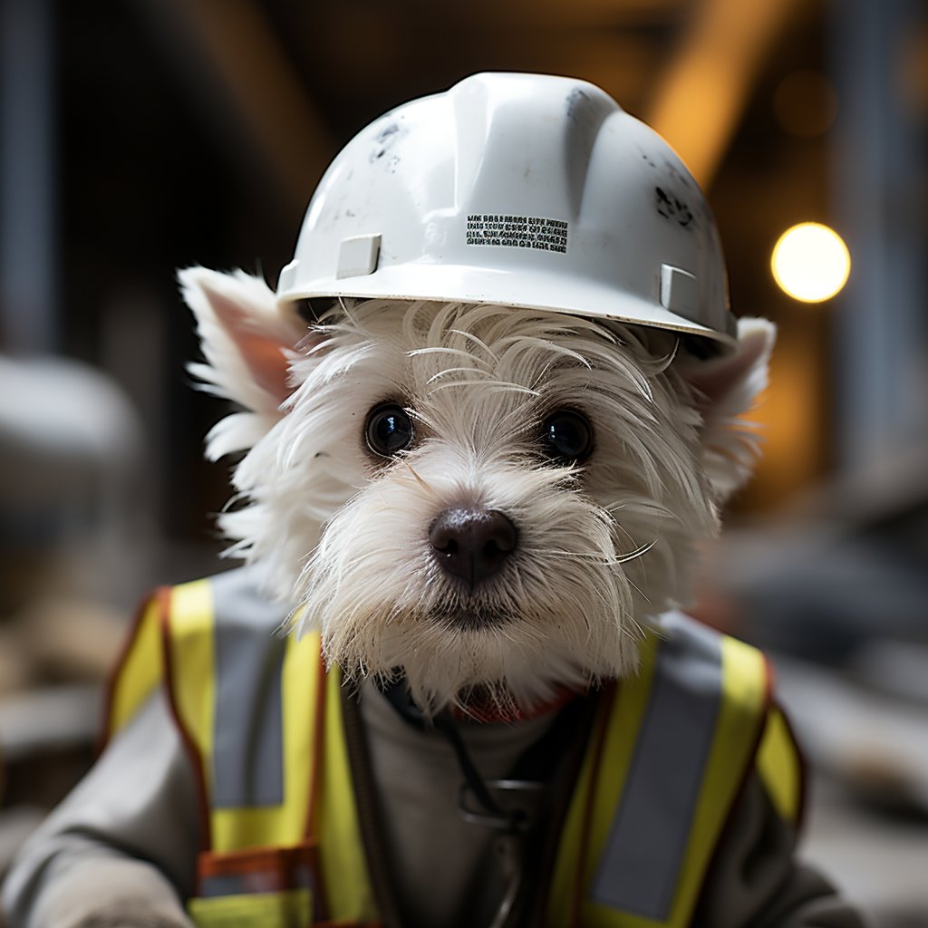 Innovative Construction Worker Dog Art Painting Image