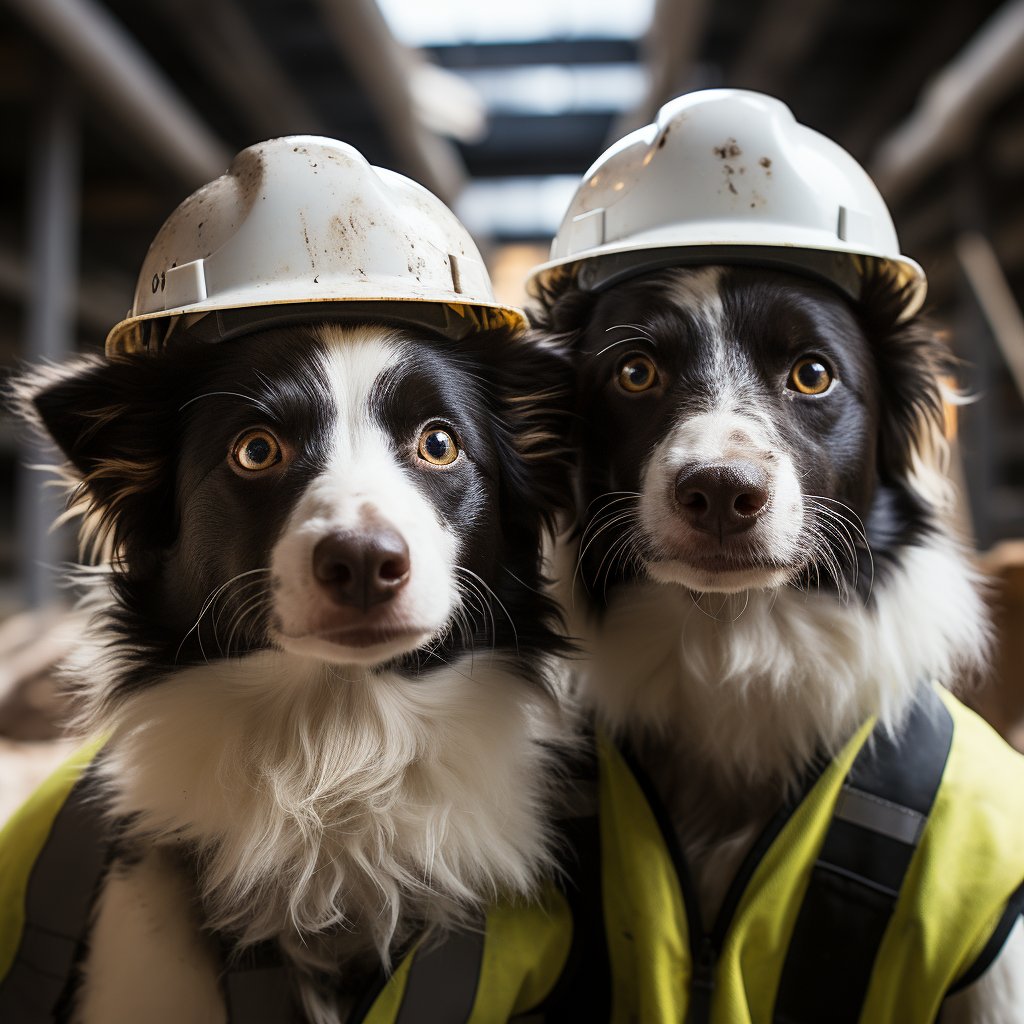 Proficient Construction Worker Dogs In Art Image