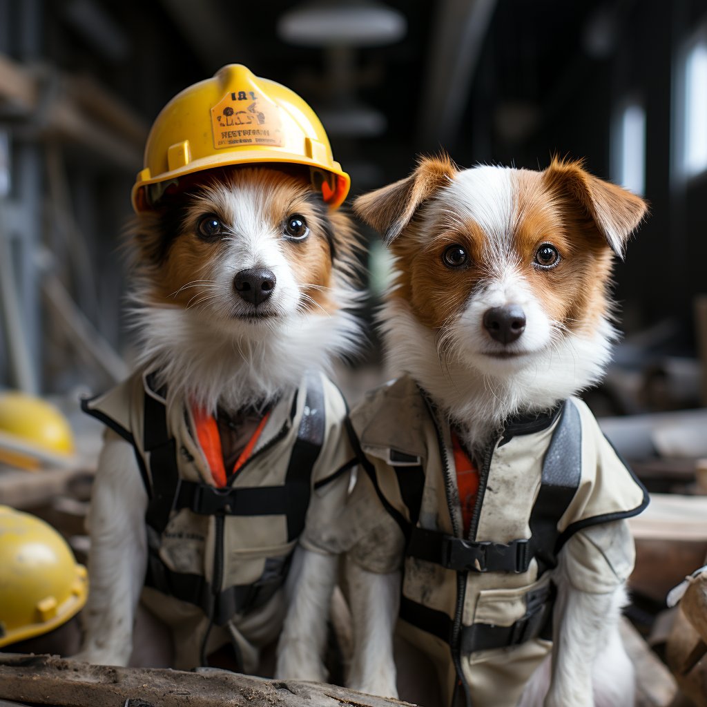 Proficient Construction Worker Dog Cute Art Image