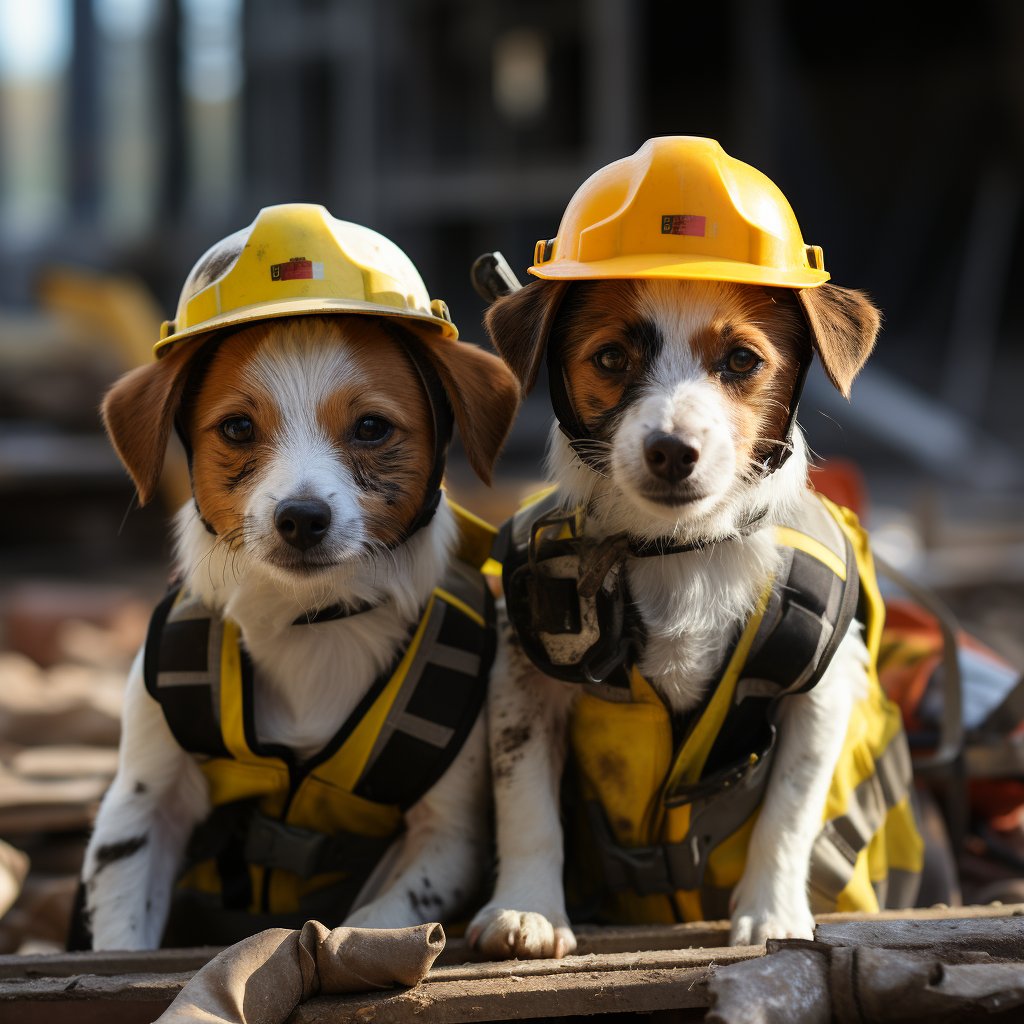 Adaptable Construction Worker Dogs As Humans Art Image