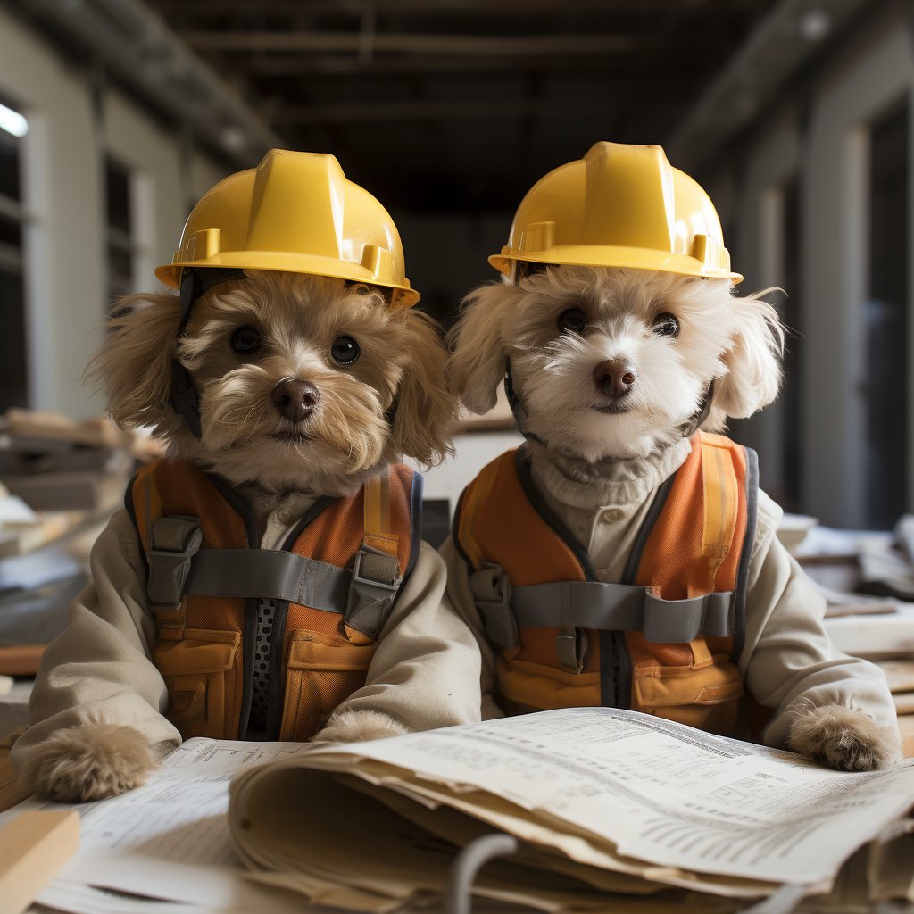 Precise Construction Worker Art Image For Dog