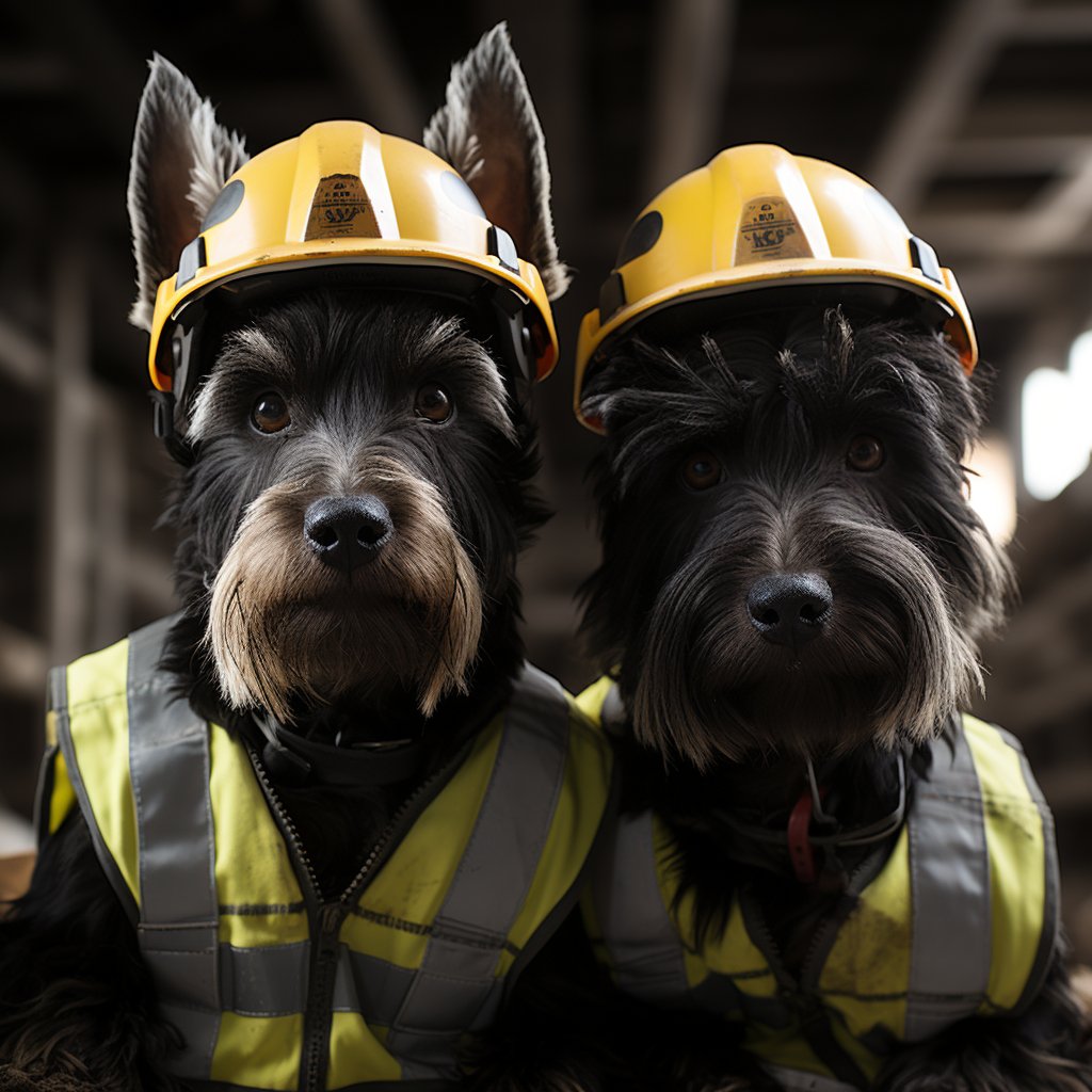 Multi-Talented Construction Worker Realistic Dog Art Image