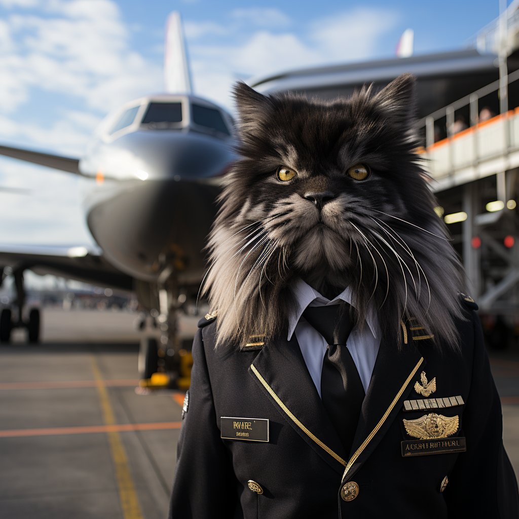 Dedicated Pilot Cat Digital Art Photo