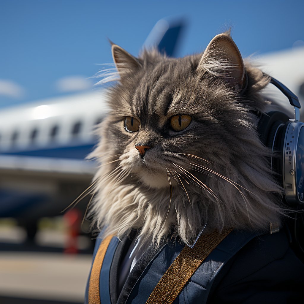 Fearless Pilot Cat Art Photo Prints