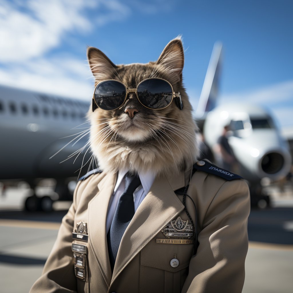 Fearless Aviator Cat Canvas Wall Art Photo