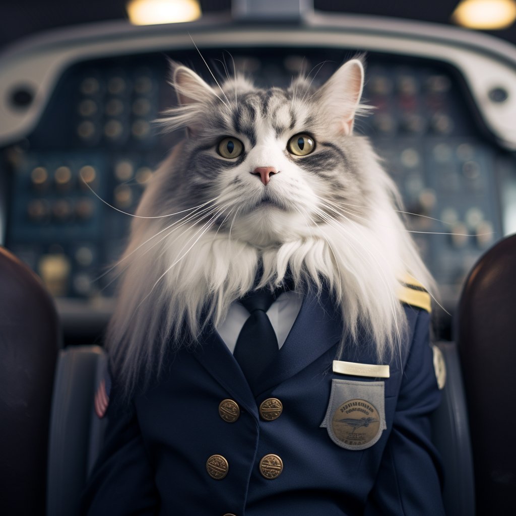 Skilled Aviator Simple Cat Art Photo