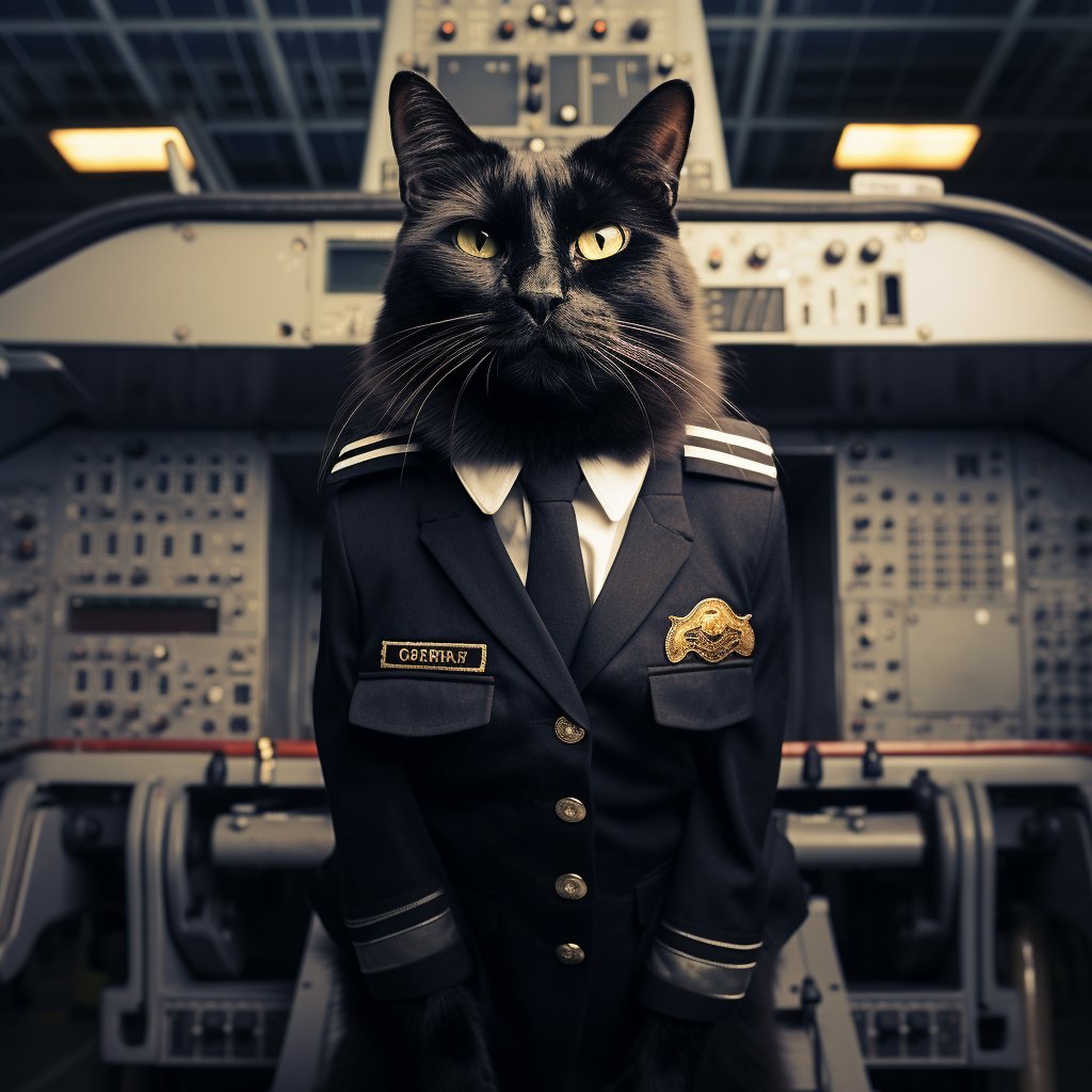 Bold Aviator Cat Fantasy Art Photo