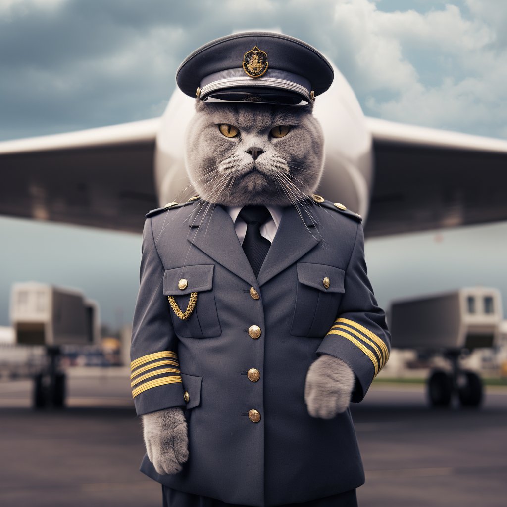 Charismatic Aviator Funny Cat Wall Art Photo