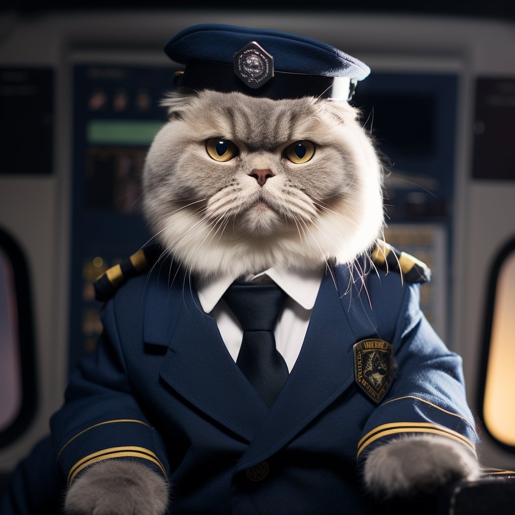 Courageous Pilot Modern Art Photo Cat