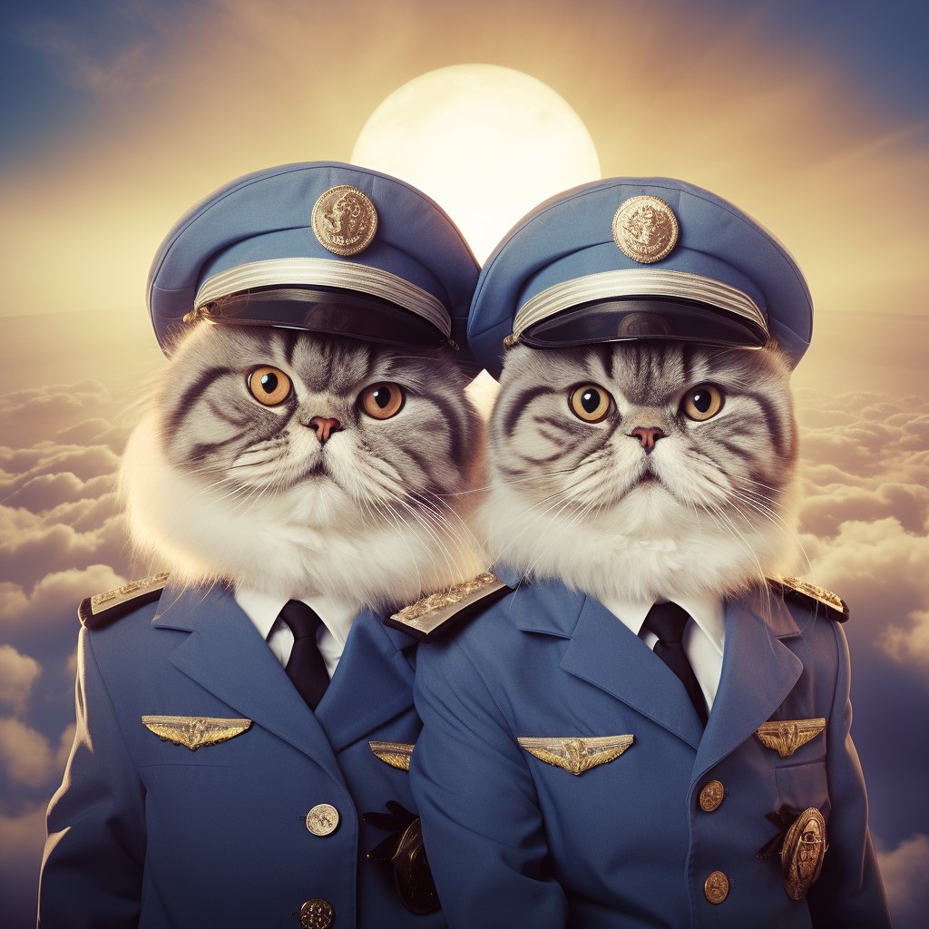 Courageous Airman Cat Art Picture Prints