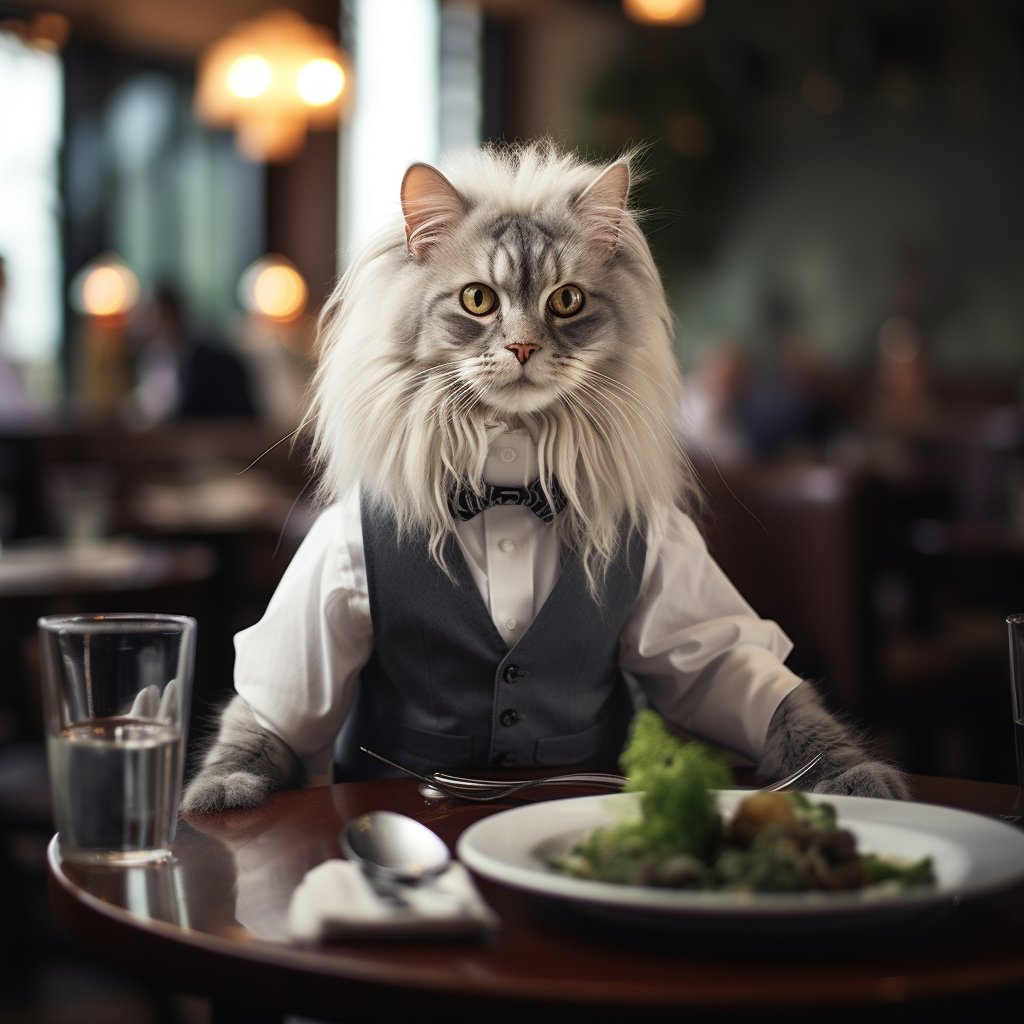 Friendly Waiter Digital Art Cat Picture