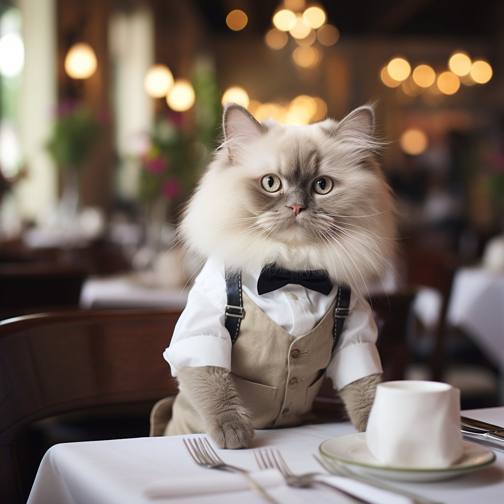 Conscientious Waiter Digital Cat Art Picture