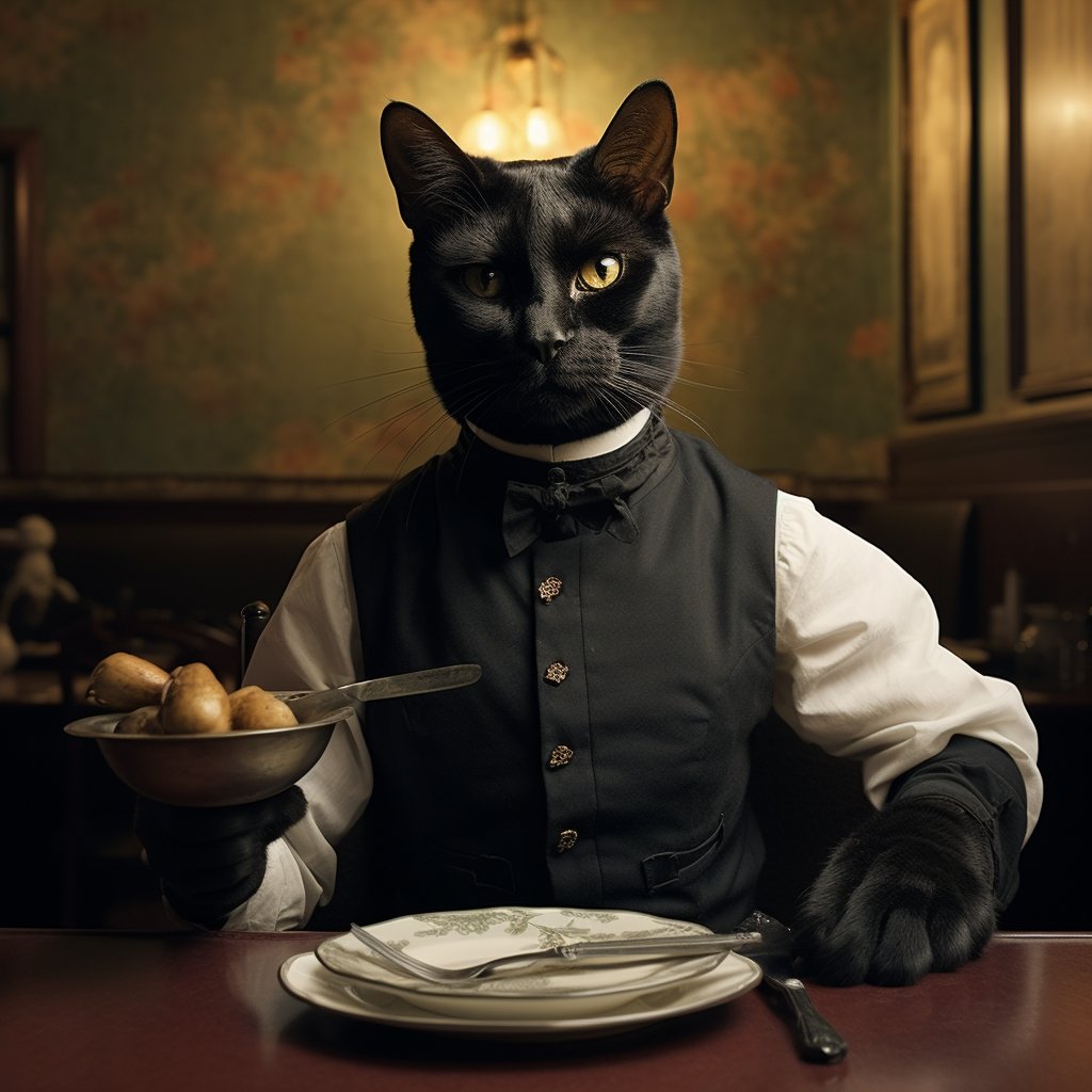 Outstanding Waiter Modern Art Picture Cat