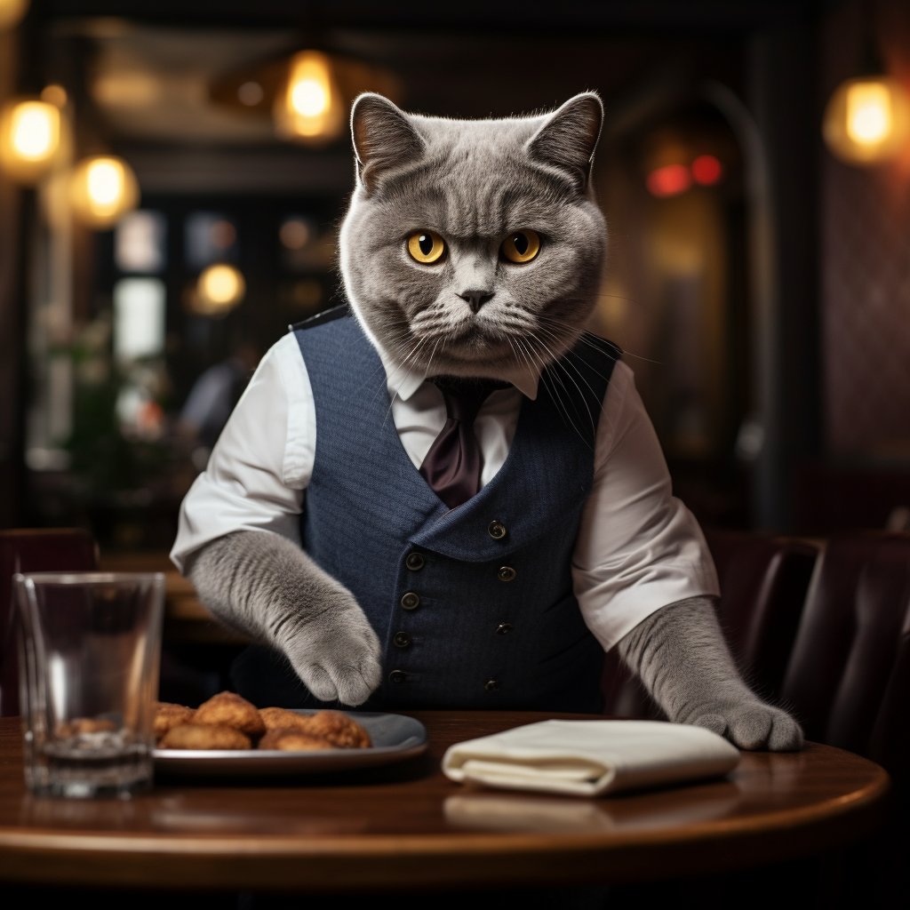 Reliable Service Waiter Personalized Cat Art Picture