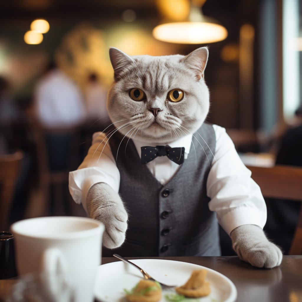 Skilled Waiter Personalised Cat Art Picture