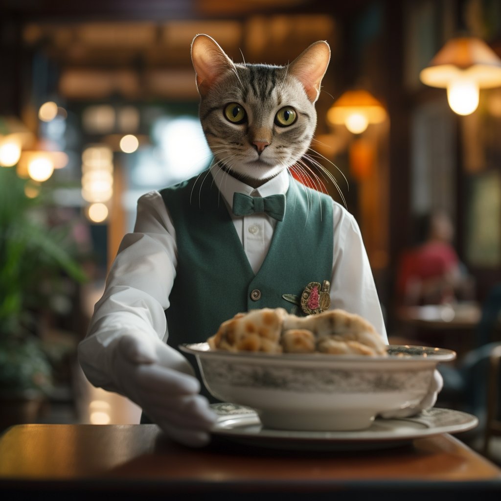 Diligent Dining Waiter The Artistic Cat Picture