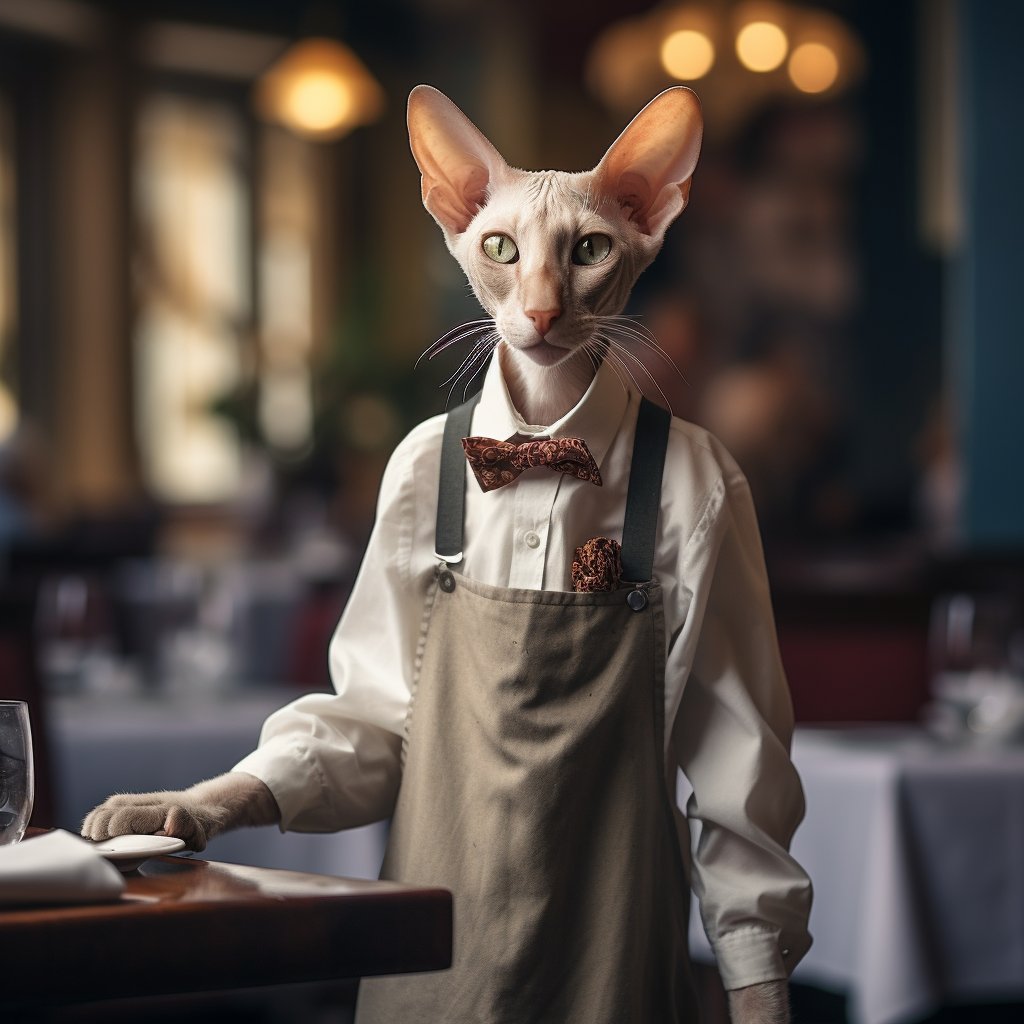 Warm Banquet Waiter Pretty Cat Art Picture